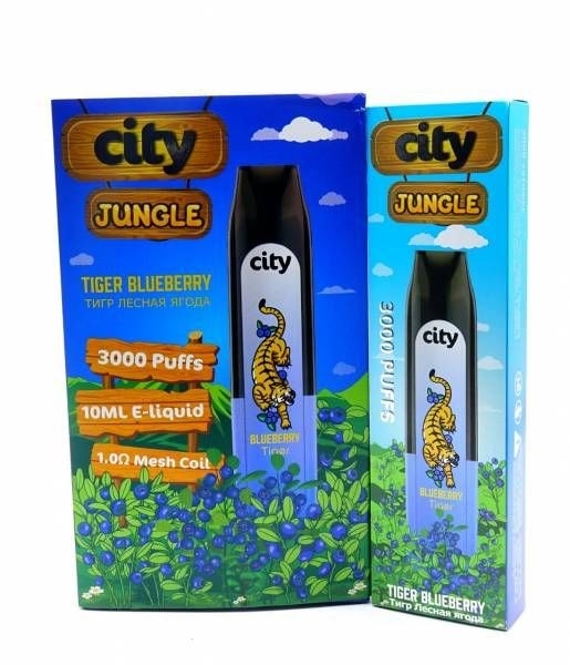 Купить City Jungle - Тигр (Черника), 3000 затяжек, 18 мг (1,8%)